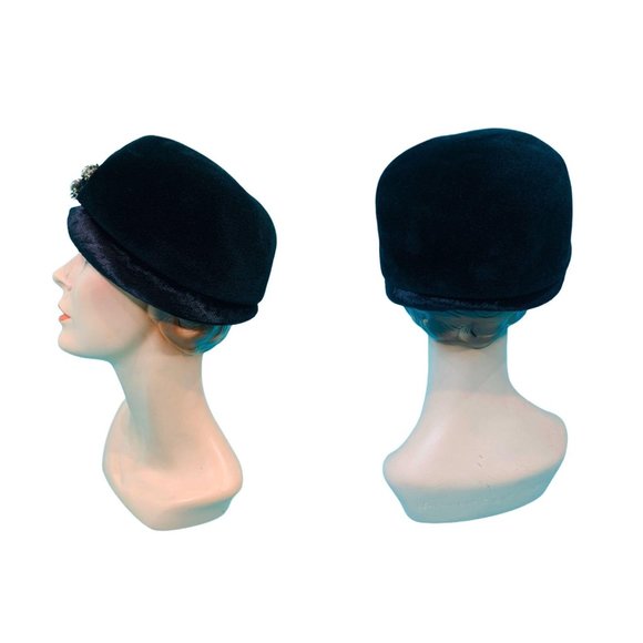 Vintage 1950s Shako Black Rhinestone Glamorous Hat - Picture 4 of 10